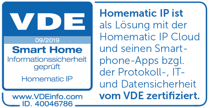 homematic IP ist vom VDE zertifiziert